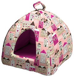 Мягкий домик-юрта TIPI Medium для кошек светло-серый с сиреневым 82220099 Ferplast