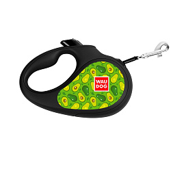 Поводок-рулетка WAUDOG R-leash, "Авокадо", S, до 15 кг, 5 м, светоотр. лента черный 8124-0048-01