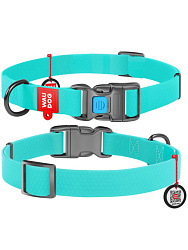 Ошейник WAUDOG Waterproof c QR-паспортом, метал. пряжка-фастекс, Ш 25 мм, Дл 31-49 см голубой 27862