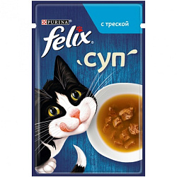 FELIX Суп влажный корм для взрослых кошек треска 48 г