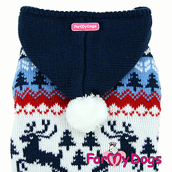 FOR MY DOG Куртка вязаная синяя"Олени" (14-16) FW979-2021 