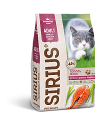 Sirius сухой корм для кошек лосось и рис 1,5 кг ЦБ-00035249/029940