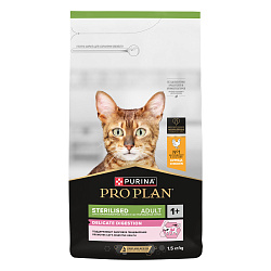 PRO PLAN (Про План) Sterilised DELICATE DIGESTION для взрослых стерилизованных кошек с курицей 1.5кг