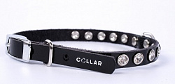 Ошейник Collar Brilliance черный со стразами премиум для мелких пород собак 15 мм*27-35 см 39021