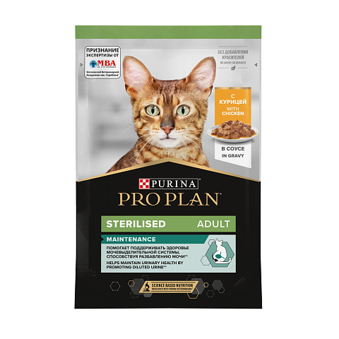 PRO PLAN (Про План) STERILISED влажный корм для стерилизованных кошек с курицей в соусе, 85 г