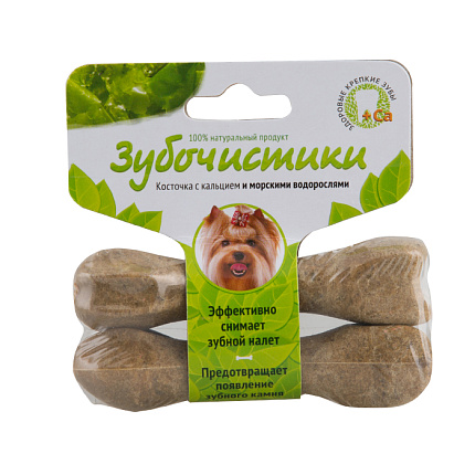 Зубочистики косточка для собак до 10 кг с кальцием и морс.водорослями 2 шт. 1*24