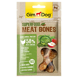 GimDog лакомство для собак мясные косточки из курицы с яблоком и капустой 70г 514376