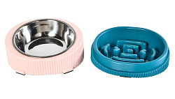 Pet-it миска для кормления 3в1, 18.5х16.5х9.3 см,сине-розовая 28121