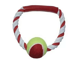 Игрушка веревочная "Апорт с ручкой кольцо с мячом" 18 см Buddy