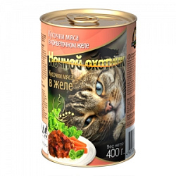Ночной Охотник ж/б 400 г Кусочки мяса в креветочном желе 60226