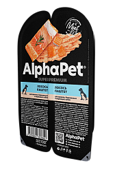 ALPHAPET (АльфаПет) влажный корм для щенков и беременных собак лосось паштет 100 г