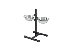 Кормушка регулируемая ECO черная h30см, 2*0,35 л, D14 (миска трапец., металл.) арт.1080