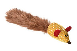 Pet-it игрушка для кошек мягкая Мышка Дуся с пушистым хвостом, с мятой,  5x26 см