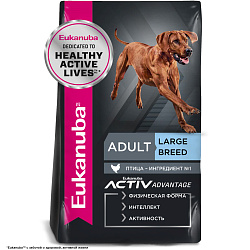 Eukanuba Эдалт Ладж Брид 1+ сухой корм для взрослых собак крупных пород с курицей  3кг