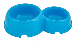 Миска пластиковая двойная для кошек 150/250мл, бирюзовая Дарэленд
