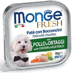 Monge Dog Fresh консервы для собак курица с овощами 100г