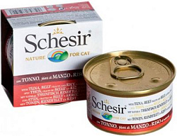 Schesir консервы для кошек тунец, говяжье филе и рис 85 г 0518 (60338)
