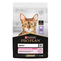 PRO PLAN (Про План) DELICATE DIGESTION сухой корм для взрослых кошек с индейкой, 3 кг