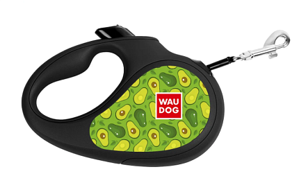 Поводок-рулетка для собак WAUDOG R-leash "Авокадо", XS, до 12 кг 3 м светоотражающая лента черный