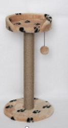 Когтеточка с круглой лежанкой и бортиком 42*42*80 см, лежанка 38 см, ковролин "Рыжий кот"