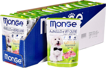 Monge Dog Grill пауч для собак с ягненком и овощами 100 г 70013161