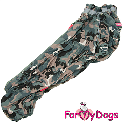 FOR MY DOG Комбинезон утепленный камуфляж для таксы мальчиков размер спины 39 см, грудь 43 см
