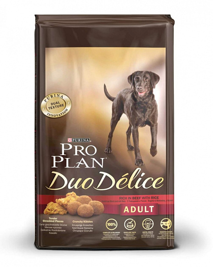 PROPLAN DUO DELICE для взрослых собак говядина-рис 2,5 кг PR12340493/12202612/12386266