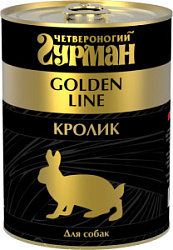 Четвероногий гурман "Золотая линия" влажный корм для собак кролик натуральный в желе  340 г.