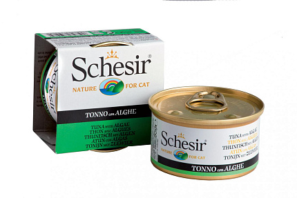 Schesir консервы для кошек тунец с водорослями 85 г 60438