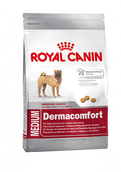 Royal Canin (Роял Канин) Медиум Дермакомфорт сухой корм для собак средних пород при раздражениях и зуде кожи, связанных с повышенной чувствительностью, 3 кг