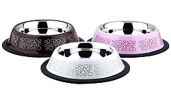 Миска металлическая №2 710 мл на резинке цветная "леопард" DOGMAN