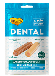 Мнямс DENTAL лакомство для собак "Зубные палочки" с говядина 100 г