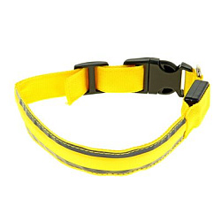 Ошейник с подсветкой и 2 светоотражающими полосами 45*50 см 3 реж.свечения желтый Пижон 1039604 Sima