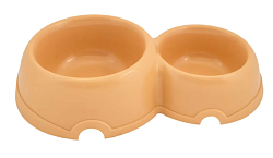 Миска пластиковая двойная для кошек 200/350мл бежевая Дарэленд