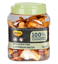 Мнямс лакомство для собак Кроличьи уши с куриным мясом 1б/42шт