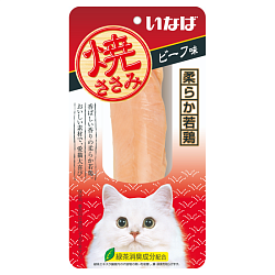 INABA Лакомство  для кошек INABA Yaki Sasami лакомство для кошек куриное филе со вкусом говядины 26г