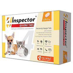 Inspector (Инспектор) Квадро Табс для кошек и собак от 0,5 кг до 2 кг 4 таблетки, Неотерика