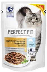 PERFECT FIT влажный корм для взрослых кошек при чувствительном пищеварении лосось 85г 0790 пауч