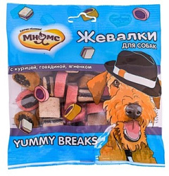Мнямс лакомство для собак "Жевалки YUMMY BREAKS" с курицей, говядиной и ягненком 704154