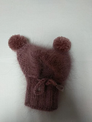 Шапка розовая пуховая Hand made