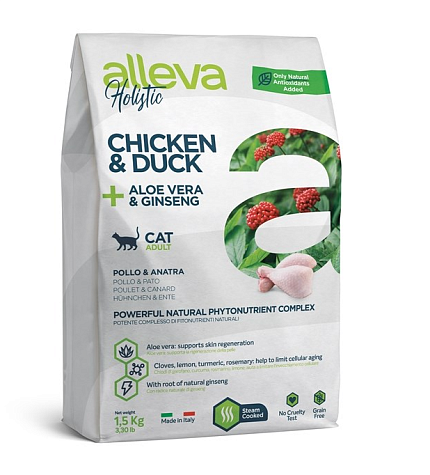 Alleva Holistic Cat Adult сухой корм для взрослых кошек с курицей и уткой 1,5 кг 11629