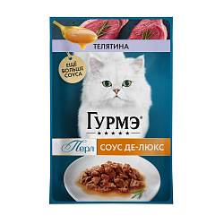 GOURMET PERLE (Гурмэ Перл) Соус Де-Люкс влажный корм для кошек роскошный соус с телятиной 75 г