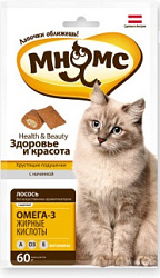 Мнямс хрустящие подушечки для кошек "Здоровье и красота" с лососем 60 г. 700026