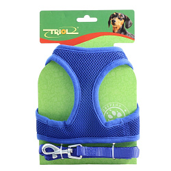 Комплект мягкая шлейка-жилетка и поводок синий М, обх.гр 400мм, поводок 15*1,2м  Triol