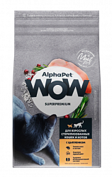 ALPHAPET (АльфаПет) WOW сухой корм для взрослых стерилизованных кошек и котов Цыпленок 350 гр