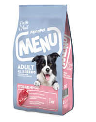 ALPHAPET (АльфаПет) MENU сухой корм для взрослых собак всех пород, говядина 2 кг