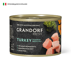 Grandorf (Грандорф) FRESH Консервы для собак паштет из индейки с тыквой и брокколи, 200 г