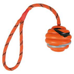 Игрушка "Мяч на веревке" 6 см/30см резина оранжевый/черный Trixie