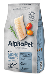 ALPHAPET (АльфаПет) Superpremium MONOPROTEIN для взрослых собак средних/крупных пород из бел/рыб12кг