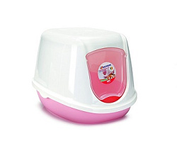 Туалет -домик Beeztees  для котят бело-розовый  44*35*32 см  арт.1988246 Sima